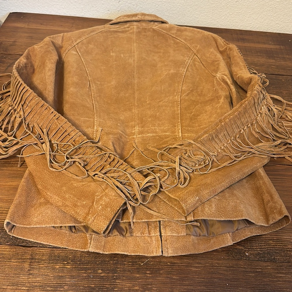 Marc Neiman Suede Fringe Leather Jacket in Tan - Picture 6 of 10